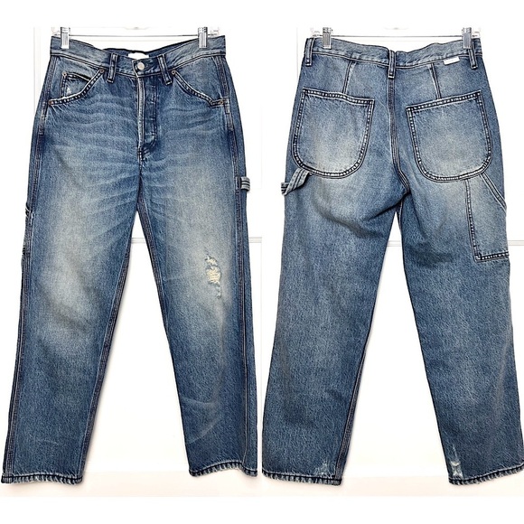 BOYISH 90s Distressed Denim High Rise Button Fly Straight Leg Carpenter Jeans 26 - Picture 3 of 5